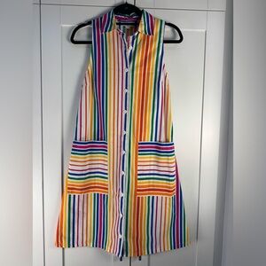 Christopher John Rogers x Target Rainbow Stripe Shirt Dress Size 2 Button Front